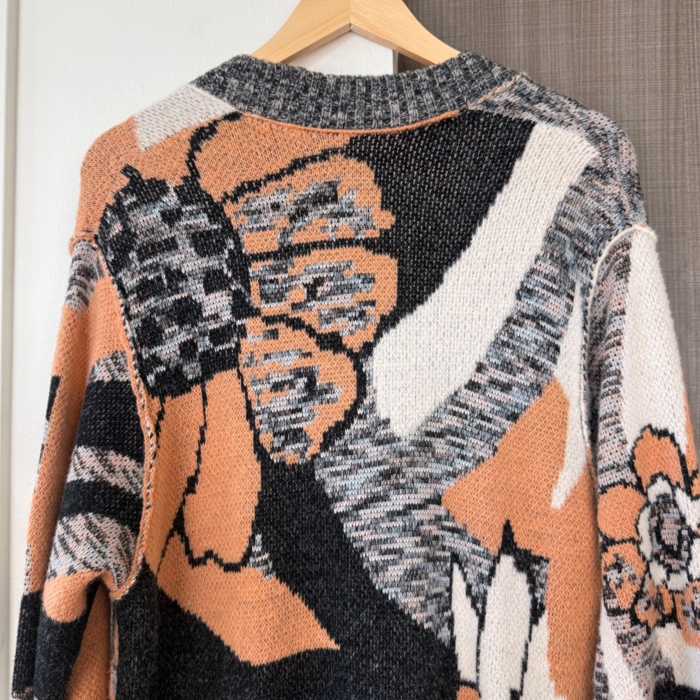 Free People August Cardigan in Peach Petals Combo Sweater Size XS - Picture 10 of 13